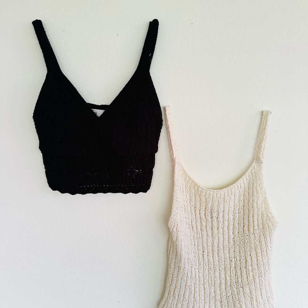 Zara & Hollister Knit Crop tops~ y2k feminine 1/2 tops size small